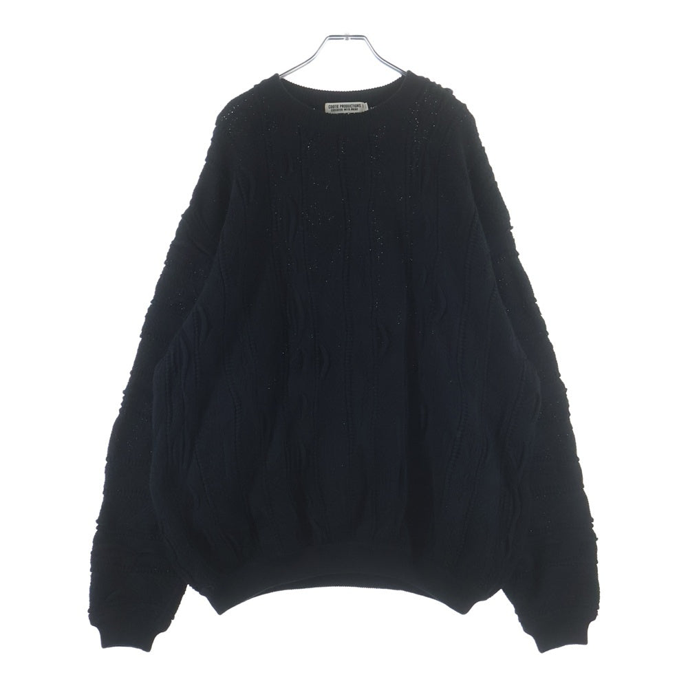 COOTIE PRODUCTIONS(クーティー プロダクションズ) 23SS 3D Jacquard Knit L/S Crew ジャガード クルーネックニット セーター ブラック CTE-23S324