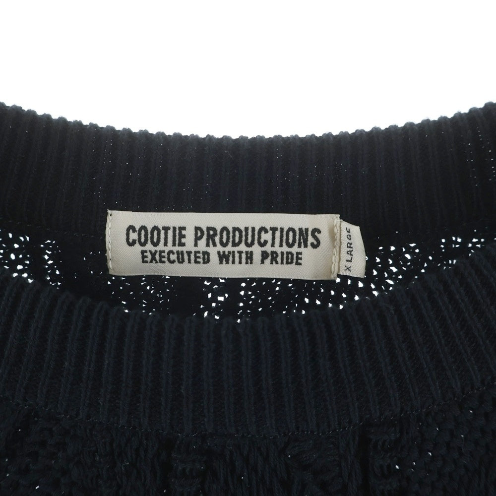 COOTIE PRODUCTIONS(クーティー プロダクションズ) 23SS 3D Jacquard Knit L/S Crew ジャガード クルーネックニット セーター ブラック CTE-23S324