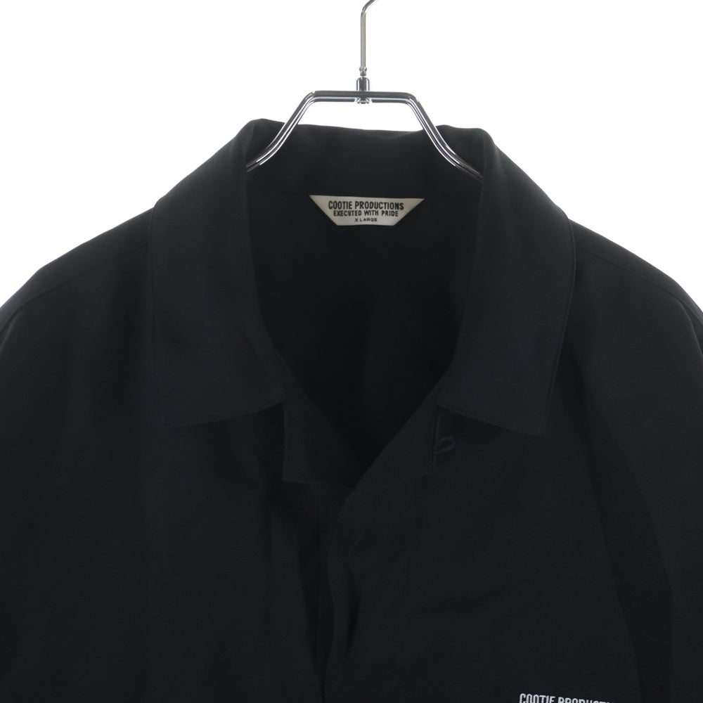COOTIE PRODUCTIONS(クーティー プロダクションズ) 23SS Polyester Twill Fly Front S/S Shirt ロゴ刺繍 ポリエステルツイルフライ 半袖シャツ ブラック CTE-23S408