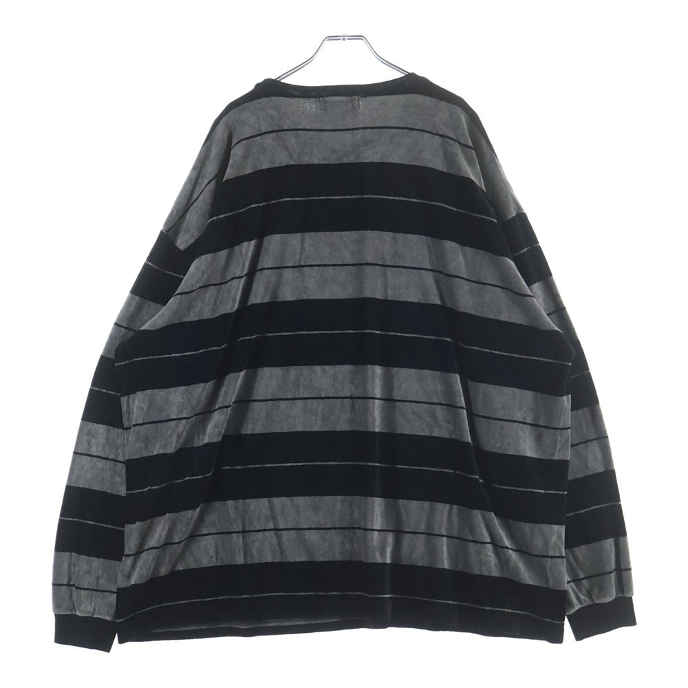 COOTIE PRODUCTIONS(クーティー プロダクションズ) 25SS Velour Border L/S Tee ベロア ボーダー 長袖Tシャツ カットソー ブラック CTE-25S327
