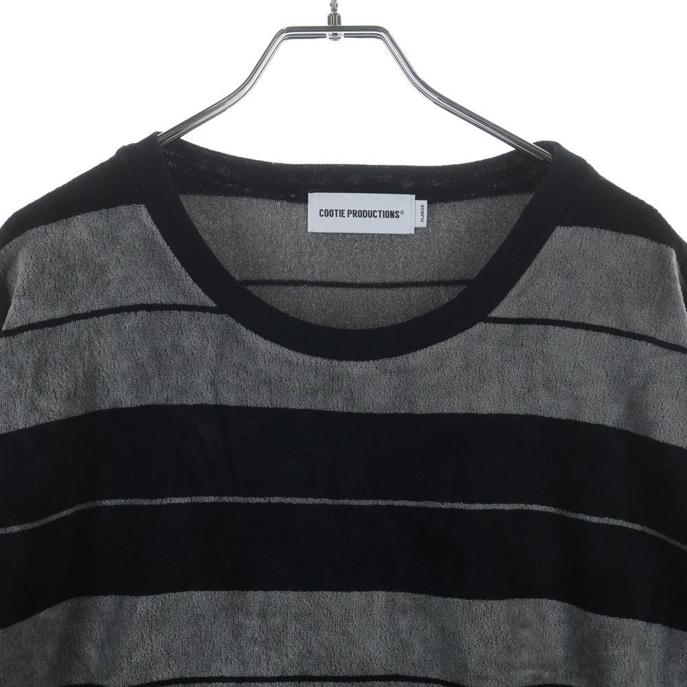 COOTIE PRODUCTIONS(クーティー プロダクションズ) 25SS Velour Border L/S Tee ベロア ボーダー 長袖Tシャツ カットソー ブラック CTE-25S327