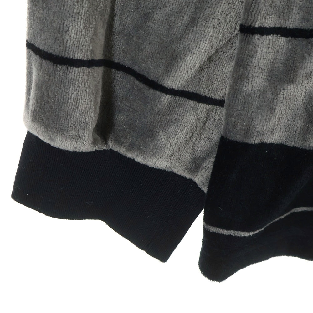 COOTIE PRODUCTIONS(クーティー プロダクションズ) 25SS Velour Border L/S Tee ベロア ボーダー 長袖Tシャツ カットソー ブラック CTE-25S327