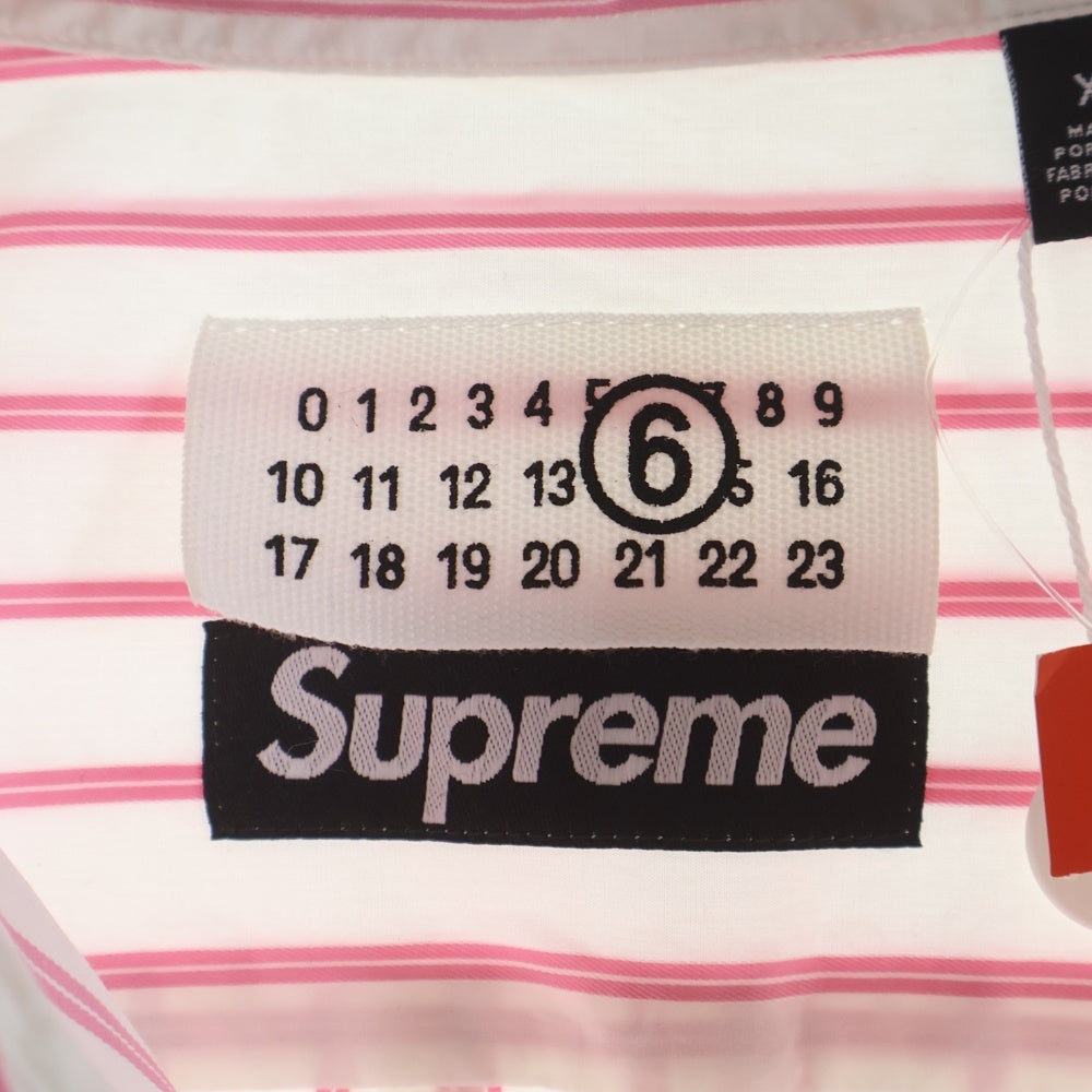 SUPREME(シュプリーム) 24SS ×MM6 Maison Margiela Stripe Shirt マルジェラ ストライプ長袖シャツ ピンク/ホワイト