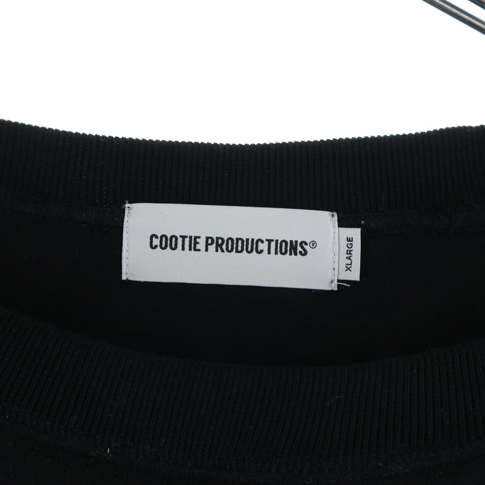 COOTIE PRODUCTIONS(クーティー プロダクションズ) 25AW Swallow Rib Sweat Crew フロントロゴ クルーネックスウェット トレーナー ブラック CTE-25A338