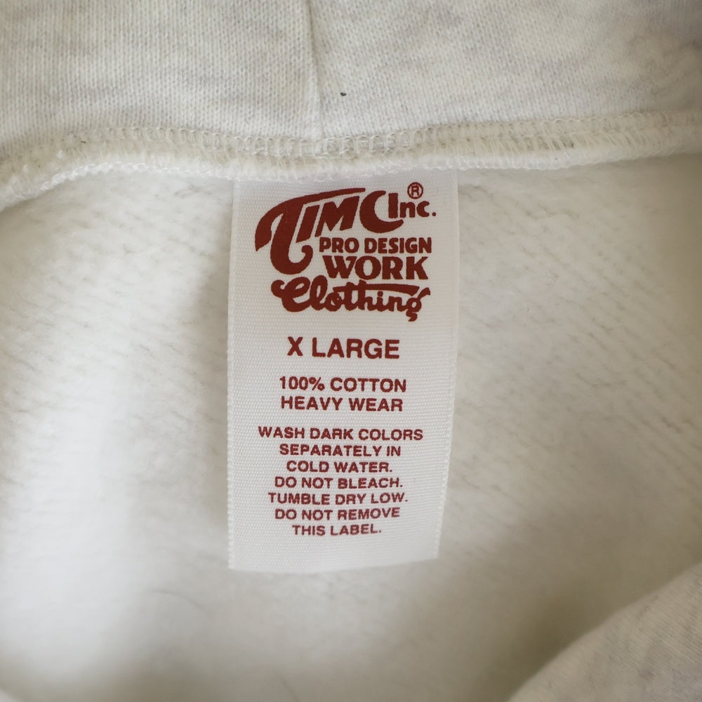 NO BRAND(ノーブランド) Timc Inc. タイムシー ロゴ刺繍 プルオーバーパーカー フーディー グレー