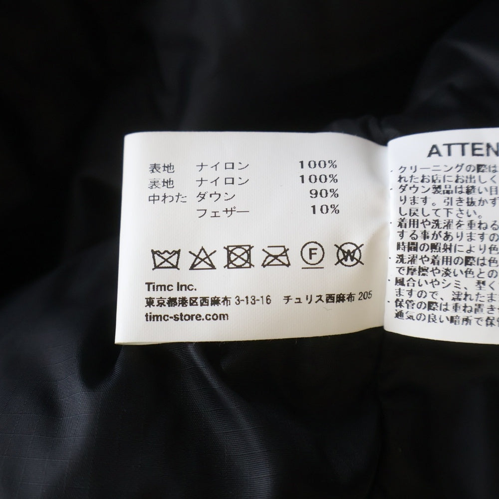 NO BRAND(ノーブランド) Timc Inc. タイムシー 東京インディアンズ ロゴ刺繍 ダウンベスト ブラック