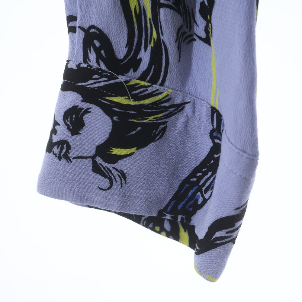 weirdo(ウィアード) BIG BAD WOLF - L/S SHIRTS ウルフ 総柄デザイン 長袖シャツ ブルー WRD-23-SS-13