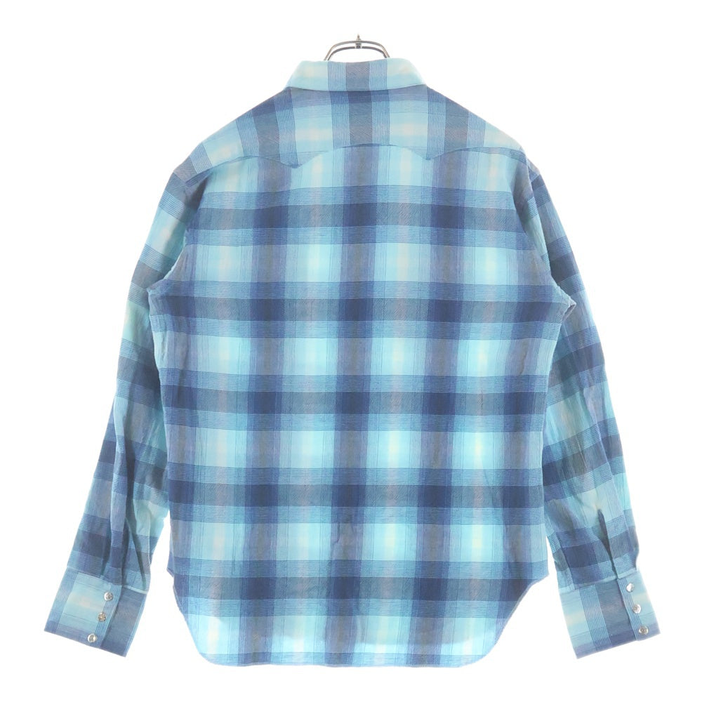 SUBCULTURE(サブカルチャー) Western-Style Long-Sleeved Check Shirt ウエスタン長袖チェックシャツ ブルー SCSH-S2405