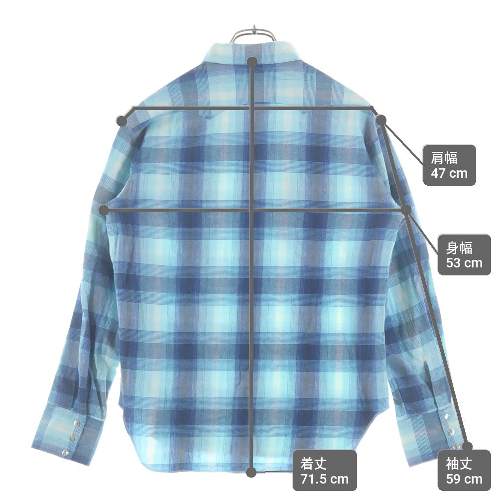 SUBCULTURE(サブカルチャー) Western-Style Long-Sleeved Check Shirt ウエスタン長袖チェックシャツ ブルー SCSH-S2405