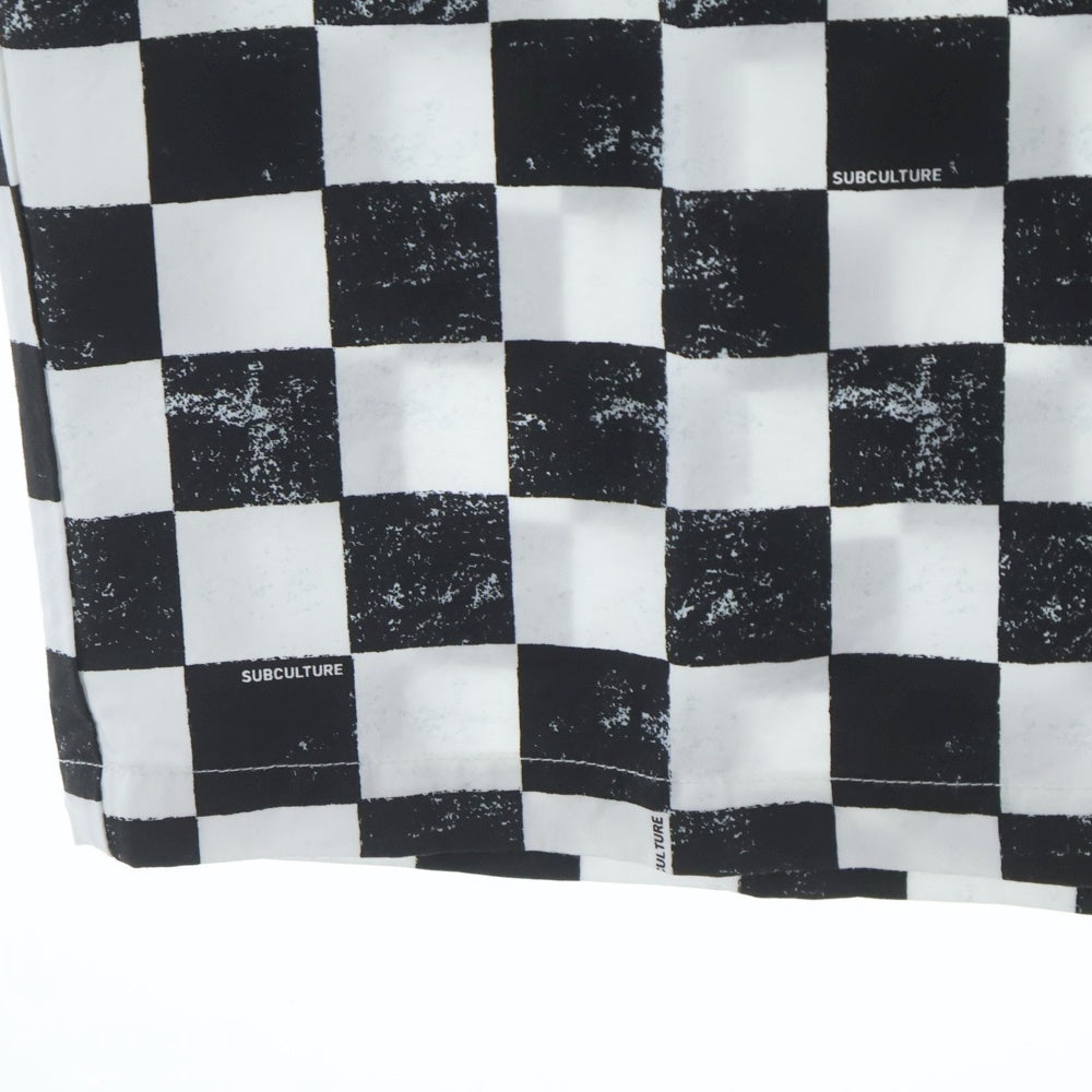 SUBCULTURE(サブカルチャー) Rayon Shirt レーヨンシャツ半袖シャツ ブラック/ホワイト SCSH-S2408