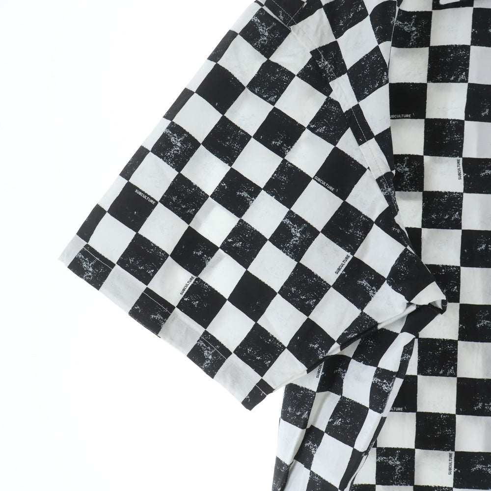 SUBCULTURE(サブカルチャー) Rayon Shirt レーヨンシャツ半袖シャツ ブラック/ホワイト SCSH-S2408