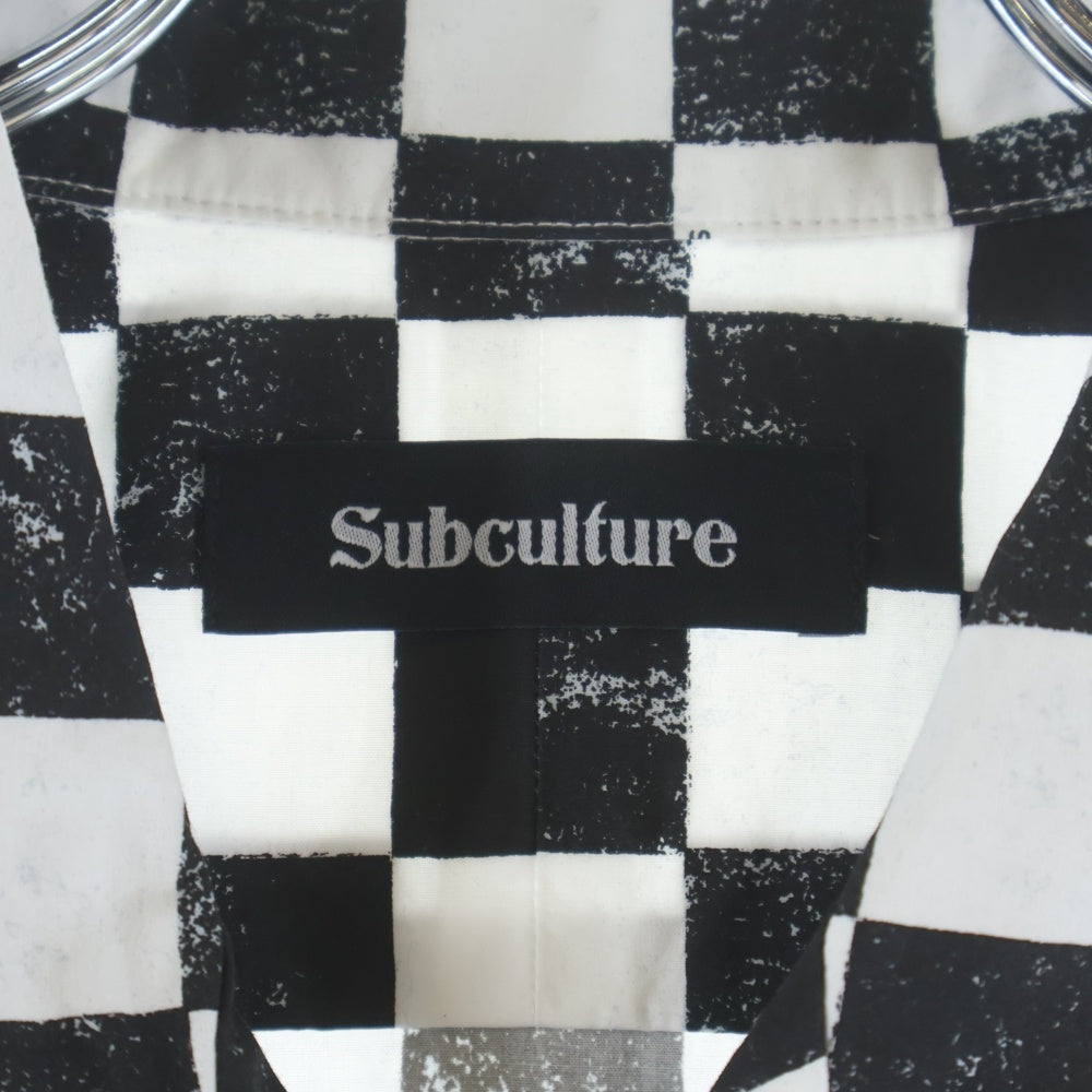 SUBCULTURE(サブカルチャー) Rayon Shirt レーヨンシャツ半袖シャツ ブラック/ホワイト SCSH-S2408