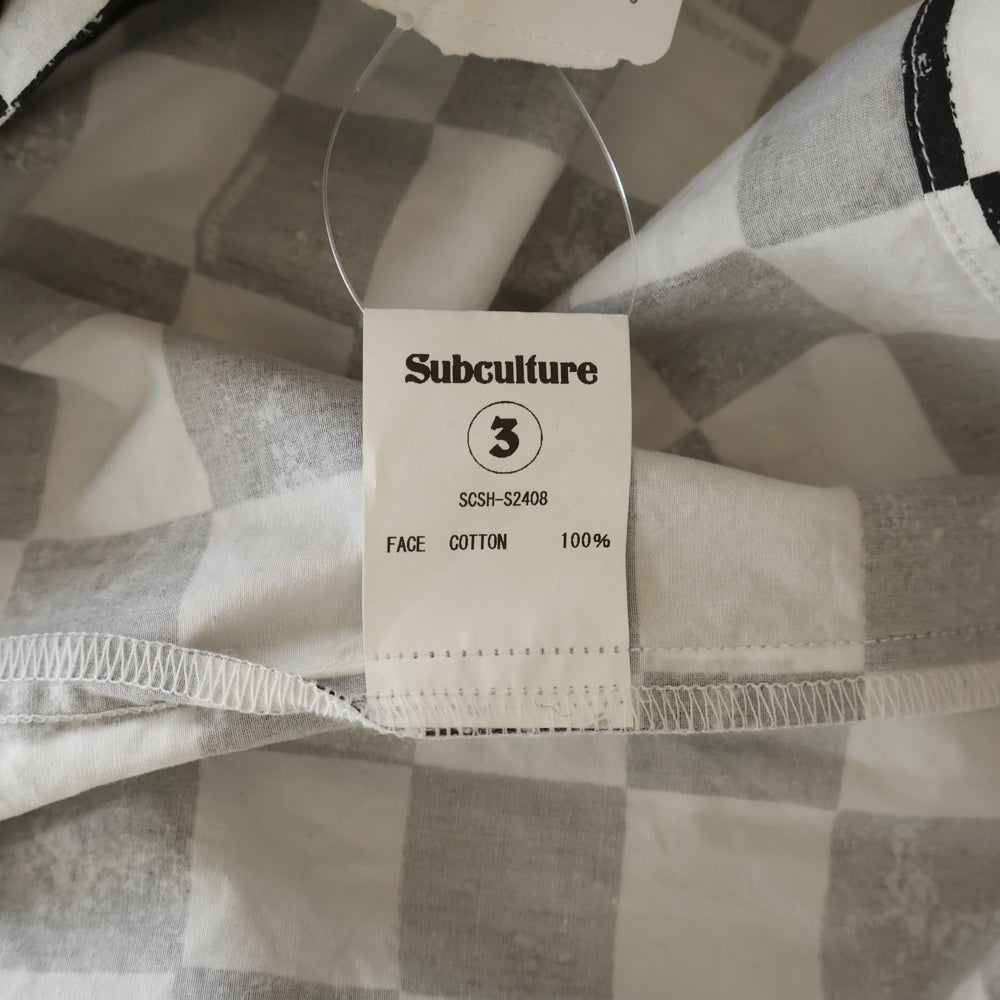 SUBCULTURE(サブカルチャー) Rayon Shirt レーヨンシャツ半袖シャツ ブラック/ホワイト SCSH-S2408