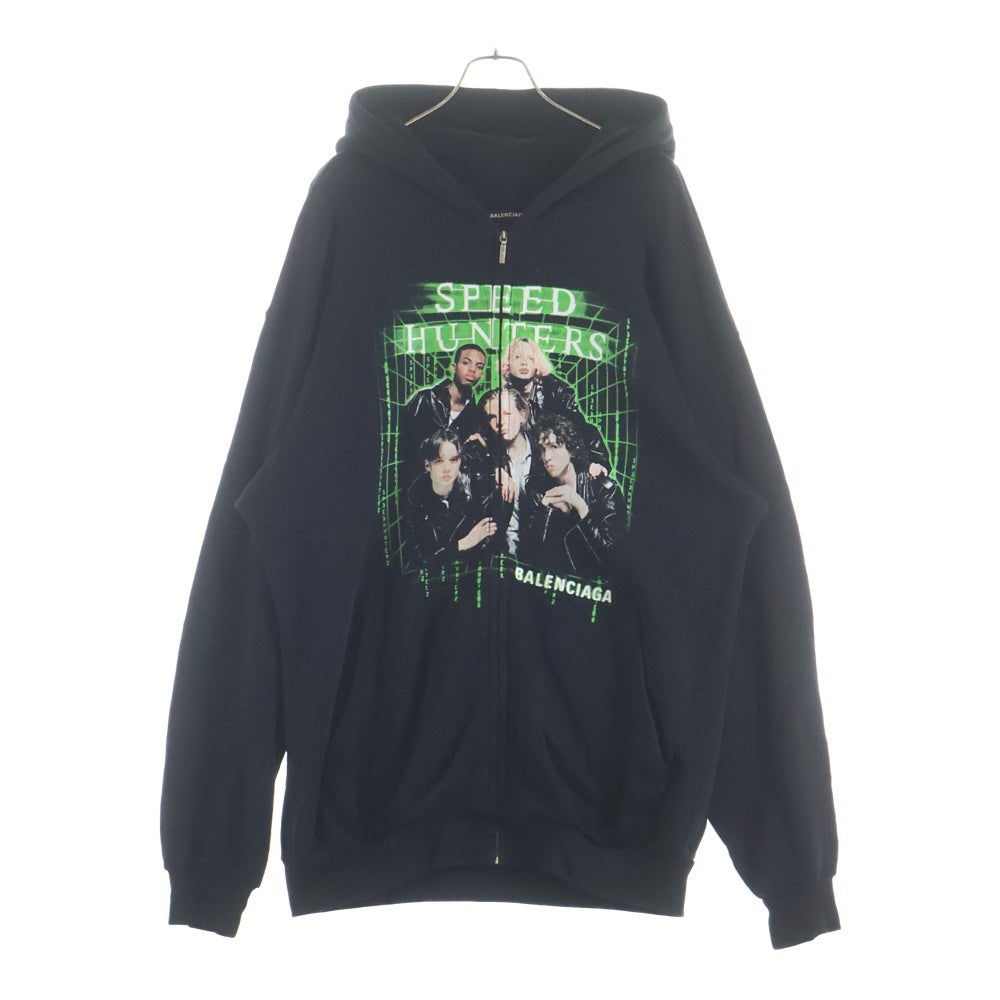 BALENCIAGA(バレンシアガ) 19SSSPEED HUNTERS ZIP UP HOODIE スピードハンタープリント ジップアップ スウェットパーカー ブラック 559100 TDV38