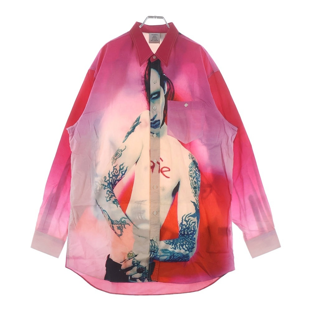 VETEMENTS(ヴェトモン) 18AW マリリンマンソン フォトプリント 長袖シャツ ピンク UAH19SH301