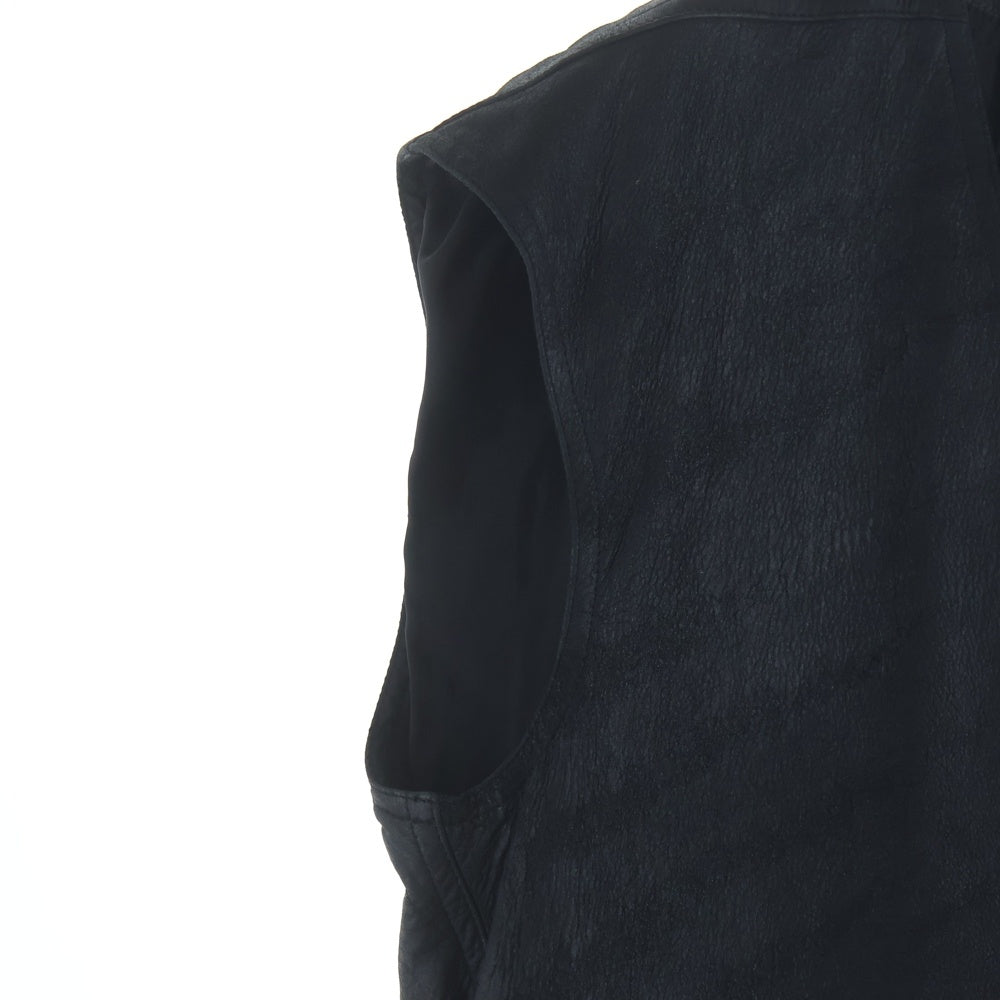 Rick Owens(リックオウエンス) 24AW DYLAN ラムレザー Vネックタンクトップ カットソー ブラック RU02D6157-LBA