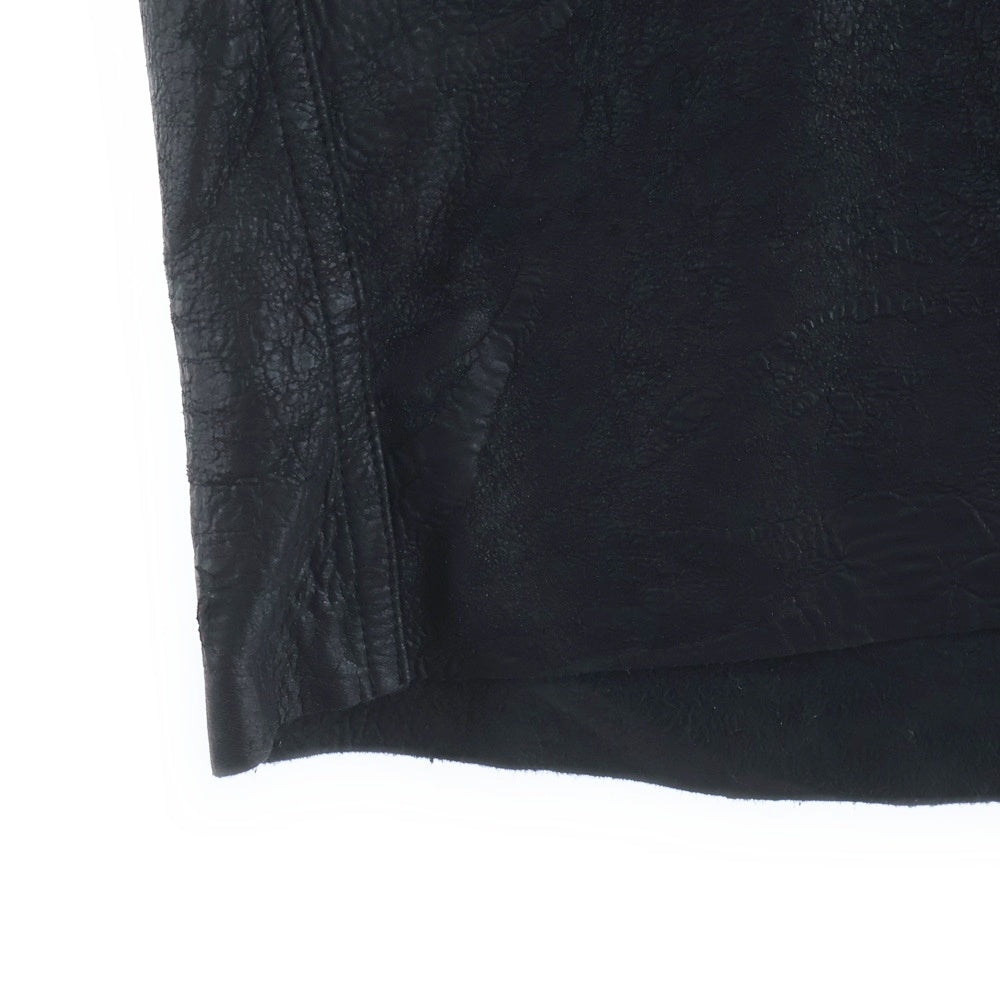 Rick Owens(リックオウエンス) 24AW DYLAN ラムレザー Vネックタンクトップ カットソー ブラック RU02D6157-LBA