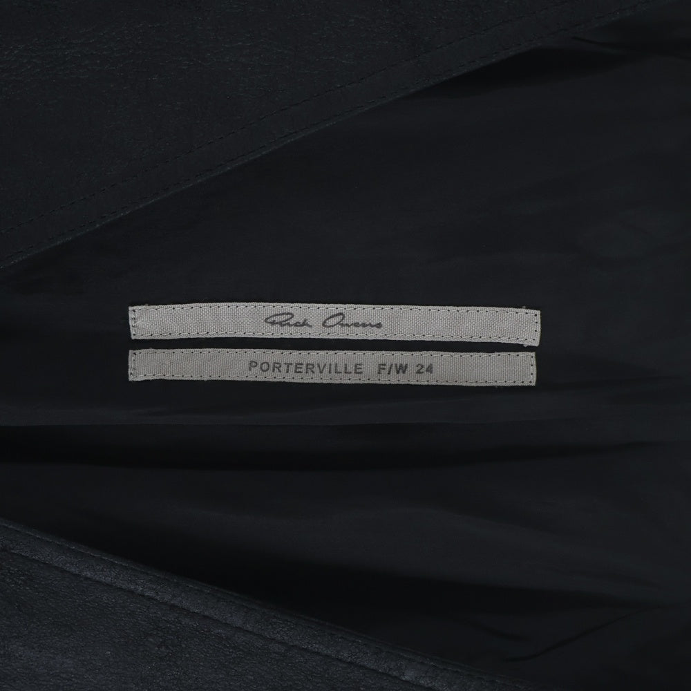 Rick Owens(リックオウエンス) 24AW DYLAN ラムレザー Vネックタンクトップ カットソー ブラック RU02D6157-LBA
