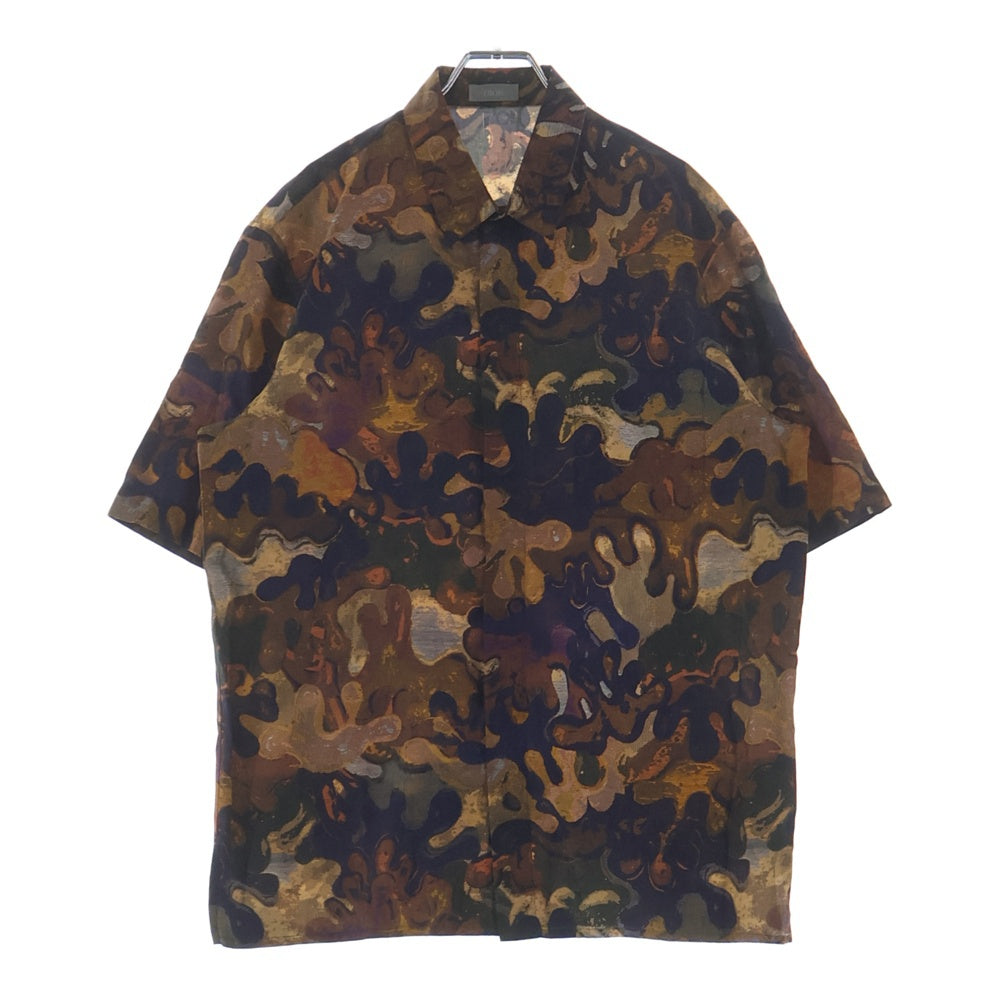 DIOR(ディオール) ×Peter Doig オブリーク 総柄デザイン 半袖シャツ ブラウン 033C508A5436