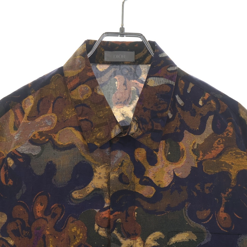 DIOR(ディオール) ×Peter Doig オブリーク 総柄デザイン 半袖シャツ ブラウン 033C508A5436