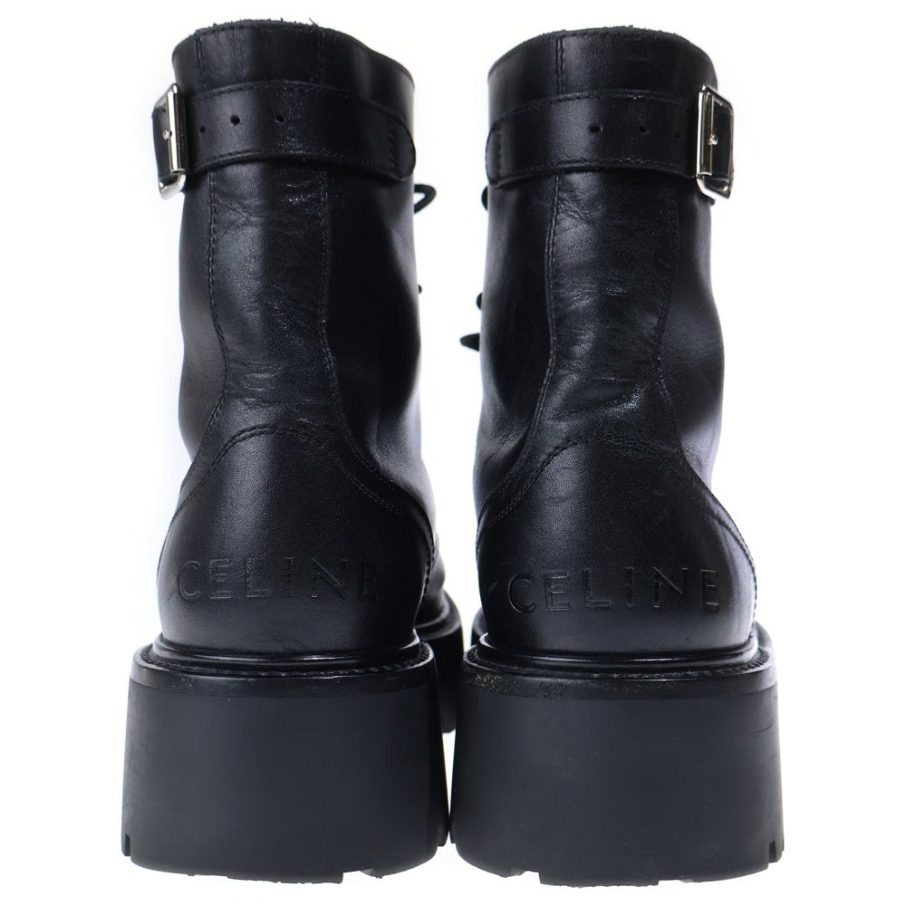 CELINE(セリーヌ) BULKY バルキー スタッズロゴ レザー レースアップ ハイカットシューズ ショートブーツ ブラック 345983579C.38NO