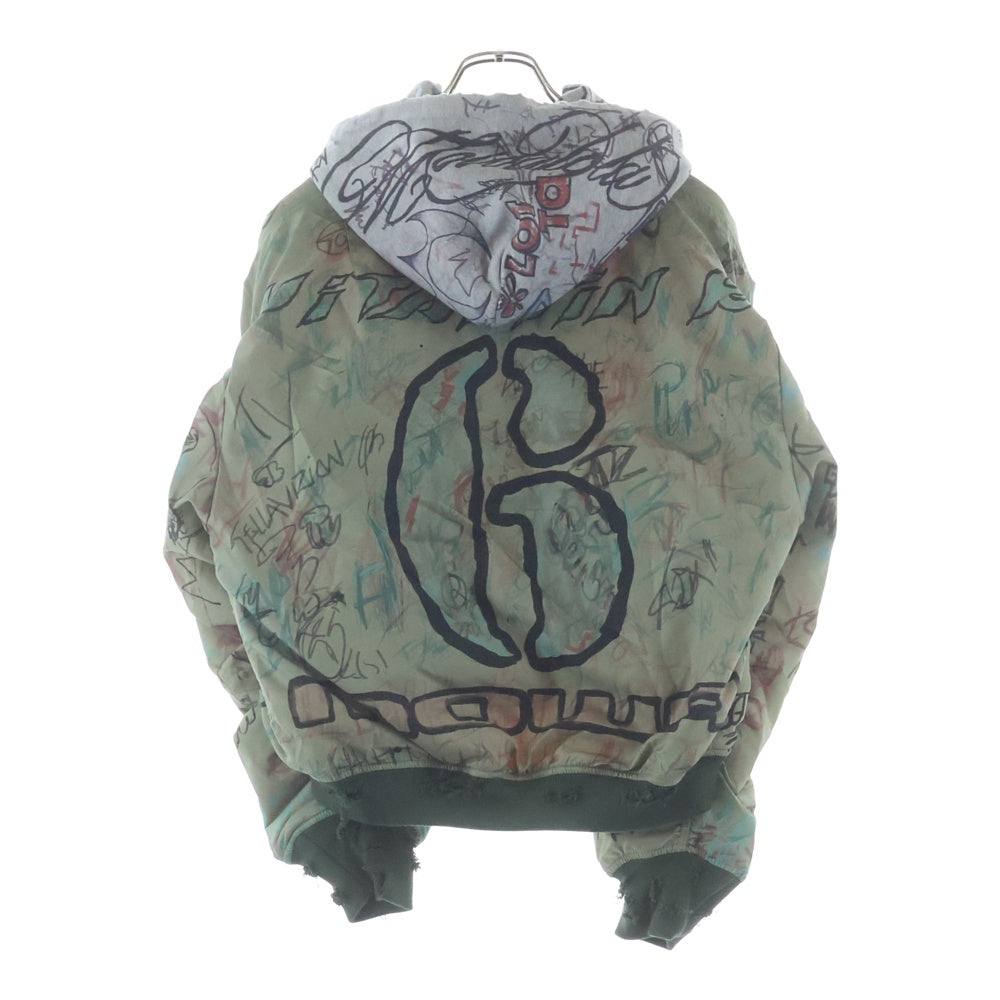 Mowalola(モワローラ) 25AW GRAFFITI BOMBER JACKET グラフィック ボンバージャケット カーキ