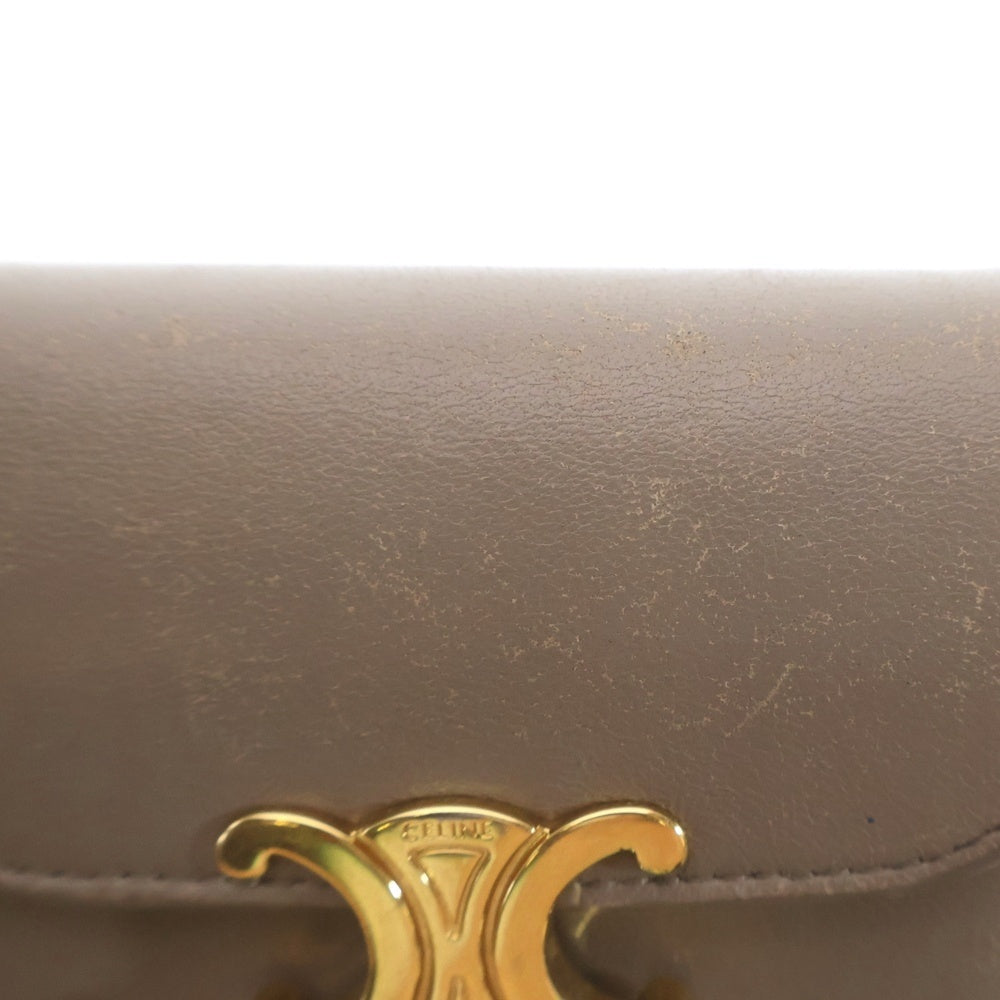 CELINE(セリーヌ) トリオンフ スモールフラップウォレット 三つ折り財布 ベージュ カーフスキン ゴールド金具 10D783DPV.38NO
