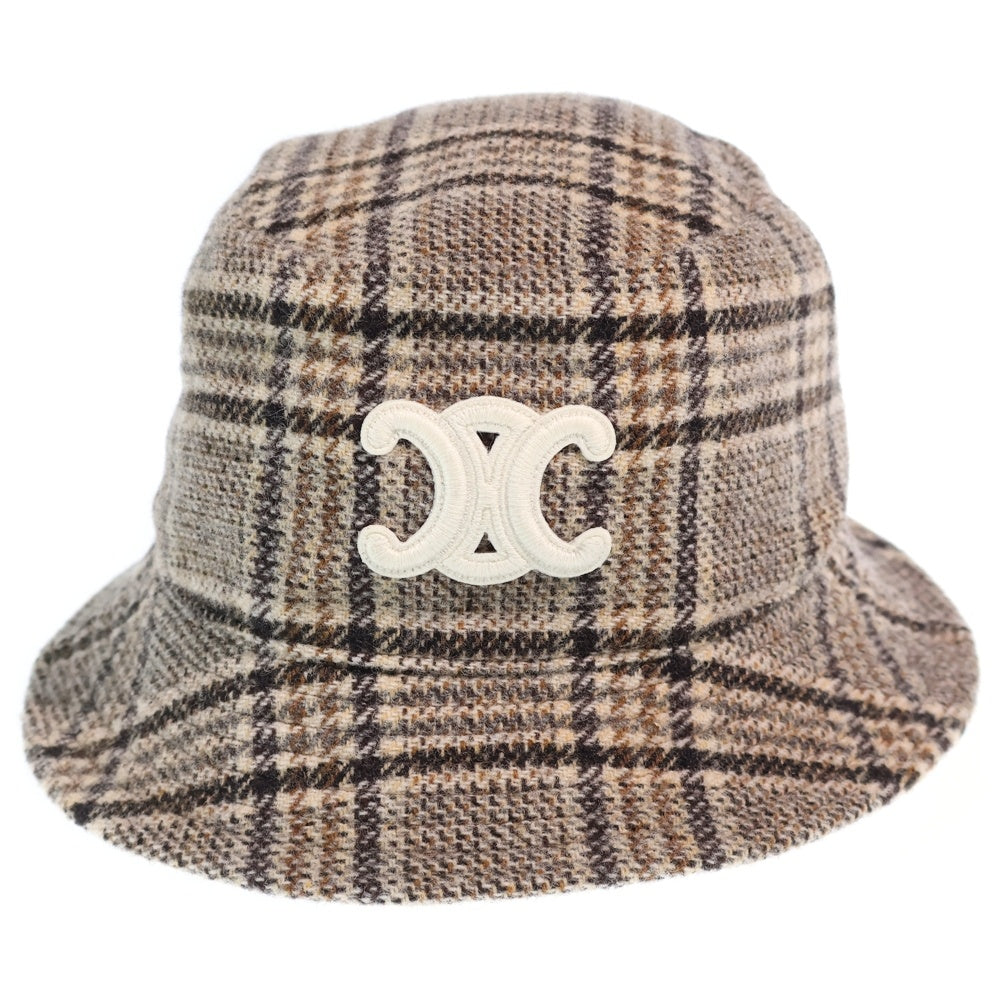 CELINE(セリーヌ) トリオンフ刺繍 ウール バケットハット 帽子 ブラウン 2AUE5471S