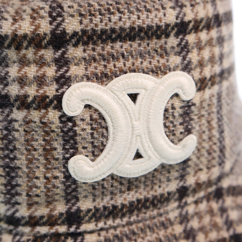 CELINE(セリーヌ) トリオンフ刺繍 ウール バケットハット 帽子 ブラウン 2AUE5471S