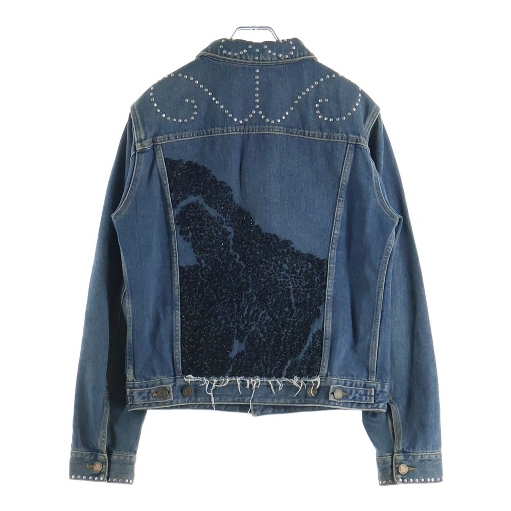 SAINT LAURENT PARIS(サンローランパリ) スパンコール スタッズ装飾 デニムジャケット インディゴ 378948