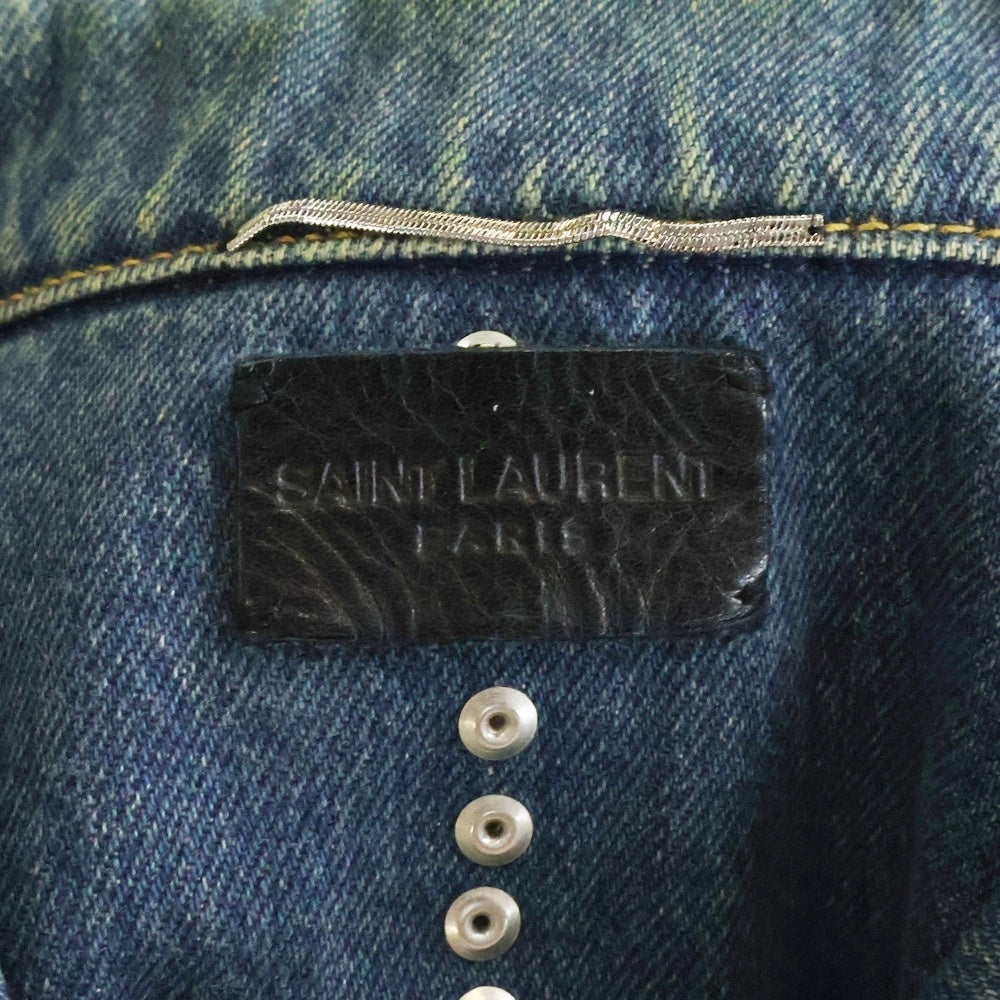 SAINT LAURENT PARIS(サンローランパリ) スパンコール スタッズ装飾 デニムジャケット インディゴ 378948
