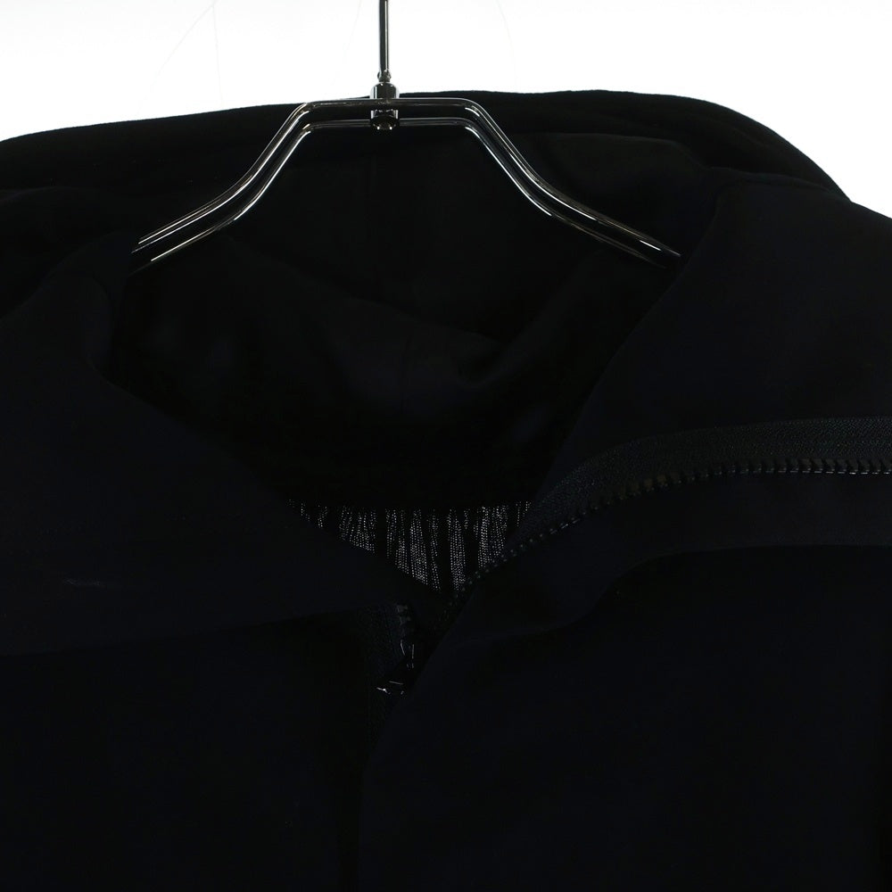 Yohji Yamamoto(ヨウジヤマモト) スリット変形デザイン ニット切り替え フーデッド ジップアップ ジャケット ブラック レディース FD-J10-100