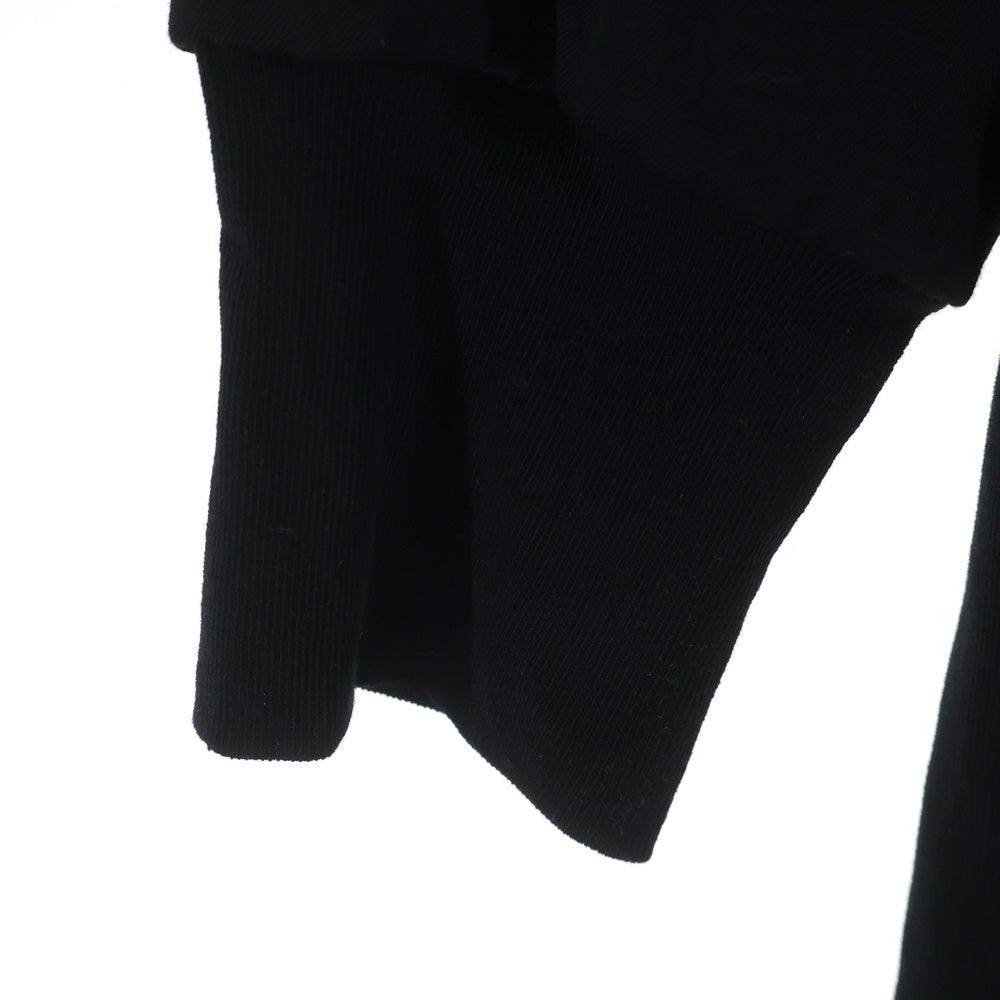Yohji Yamamoto(ヨウジヤマモト) スリット変形デザイン ニット切り替え フーデッド ジップアップ ジャケット ブラック レディース FD-J10-100
