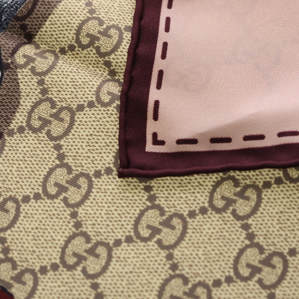 GUCCI(グッチ) x Higuchi Yuko Print Silk Scarf x ヒグチユウコ プリント シルクスカーフ ブラウン 848288