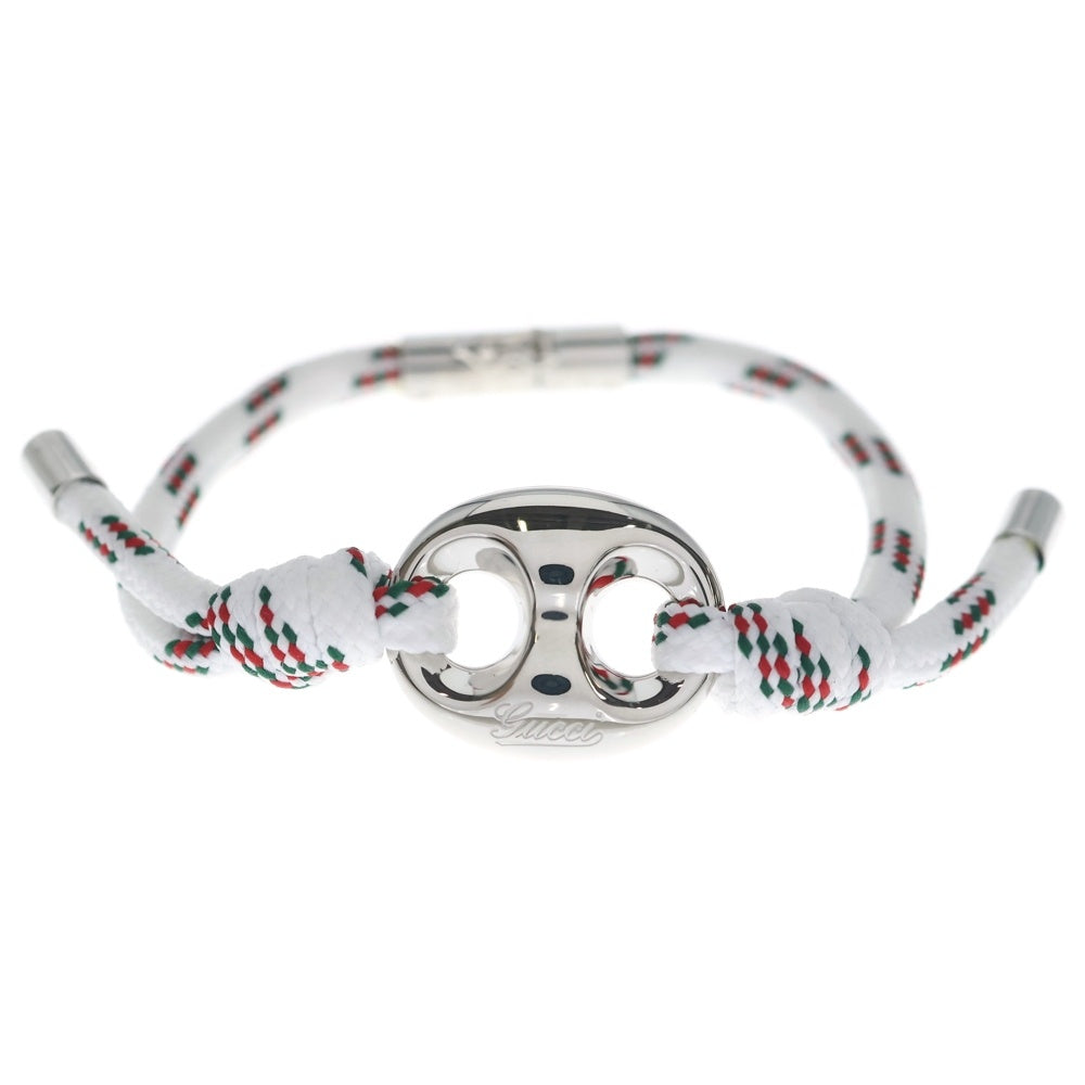 GUCCI(グッチ) マリナチェーン ファブリック ブレスレット ホワイト/シルバー 836226 レディース
