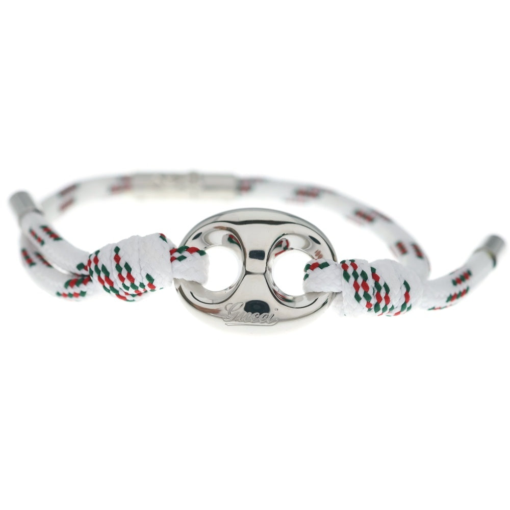 GUCCI(グッチ) マリナチェーン ファブリック ブレスレット ホワイト/シルバー 836226 レディース