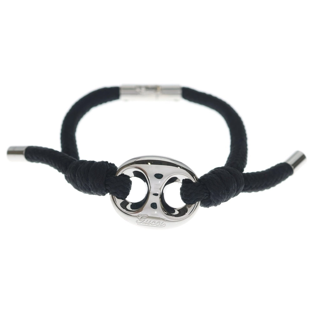 GUCCI(グッチ) マリナチェーン ファブリック ブレスレット ブラック/シルバー 836226 レディース