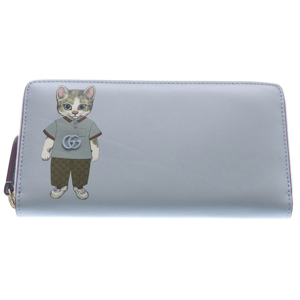 GUCCI(グッチ) x Yuko Higuch ヒグチユウコ ラウンドジップ ロングウォレット 財布 ブルー 847918 レディース