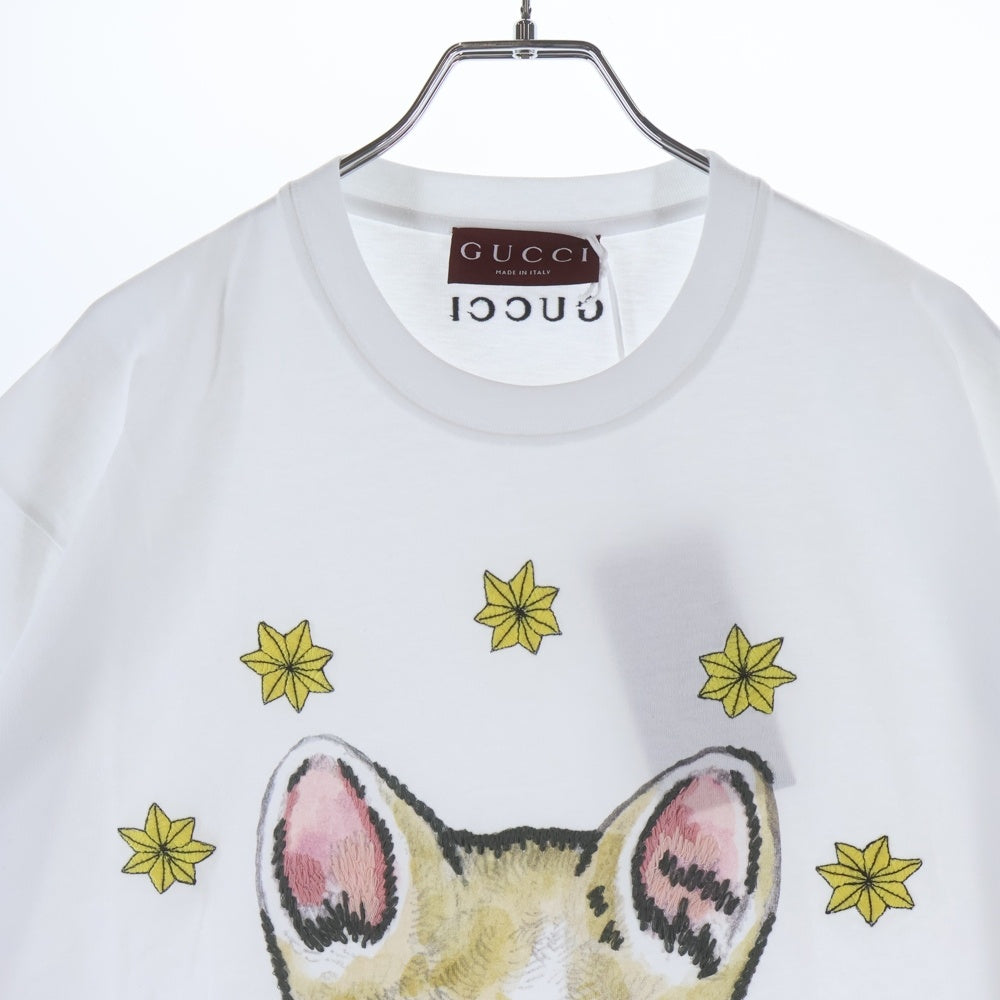 GUCCI(グッチ) x Higuchi Yuko Cotton Jersey T-shirt ヒグチユウコ 刺繍プリント 半袖Tシャツ カットソー ホワイト 855021