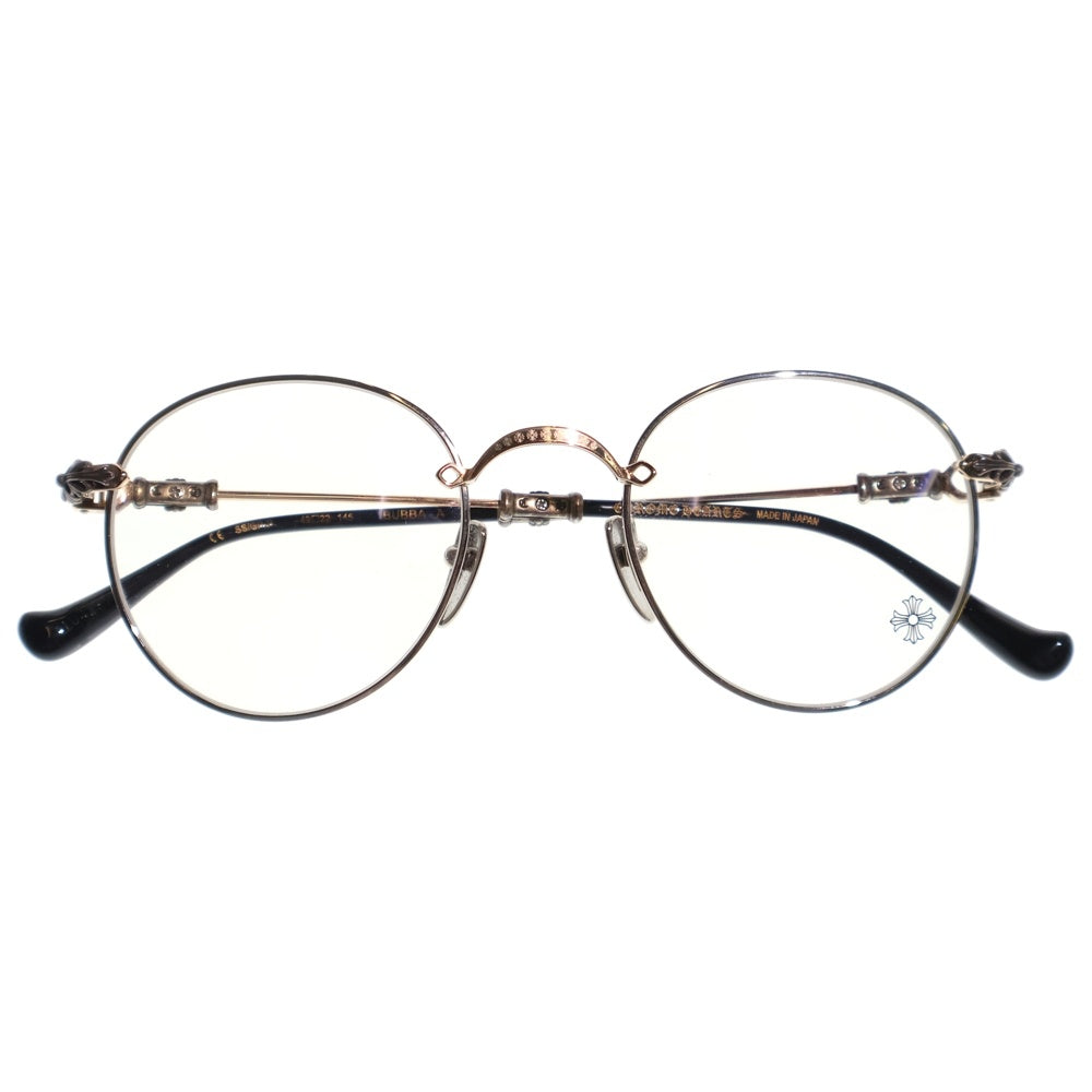 CHROME HEARTS(クロムハーツ) BUBBA-A クロステンプル メタルフレーム ラウンド眼鏡 アイウェア ゴールド/シルバー