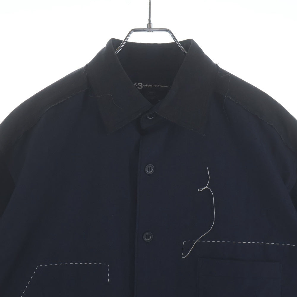 Y-3(ワイスリー) ステッチデザイン マルチポケット ダメージ加工 コート ブラック DP0567