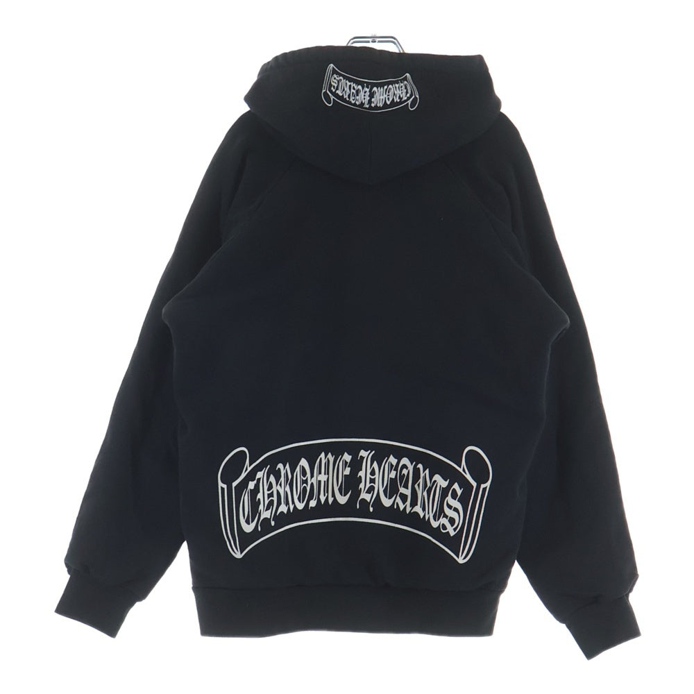 CHROME HEARTS クロムハーツ OLD SWTSHRT HD スクロール ラベルプリント 裏地サーマル プルオーバーフーデット スウェット パーカー ブラック CHROME HEARTS(クロムハーツ) OLD SWTSHRT HD スクロール ラベル