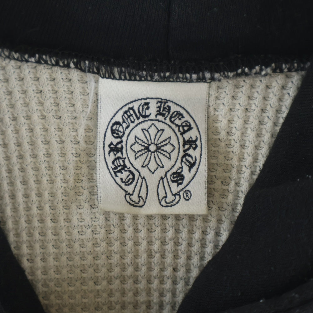 CHROME HEARTS(クロムハーツ) OLD SWTSHRT HD スクロール ラベルプリント 裏地サーマル プルオーバーフーデット スウェット パーカー ブラック