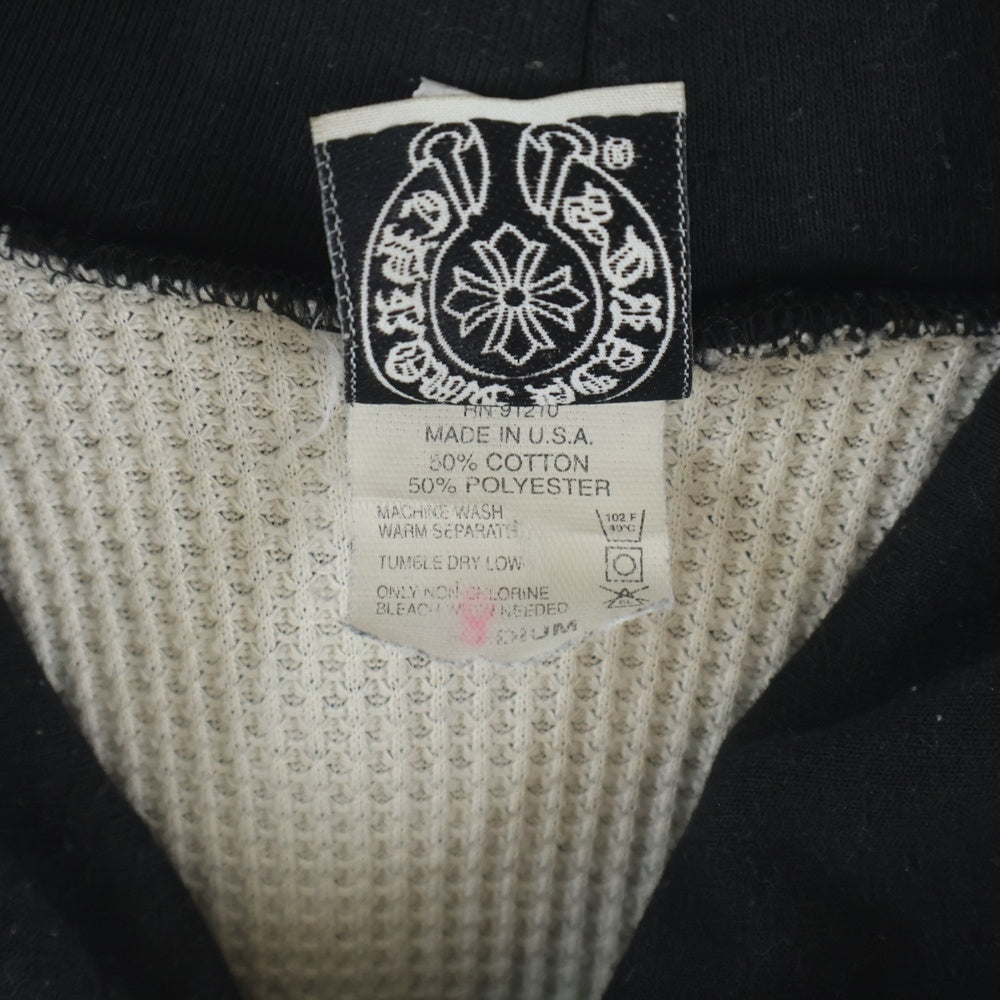 CHROME HEARTS(クロムハーツ) OLD SWTSHRT HD スクロール ラベルプリント 裏地サーマル プルオーバーフーデット スウェット パーカー ブラック