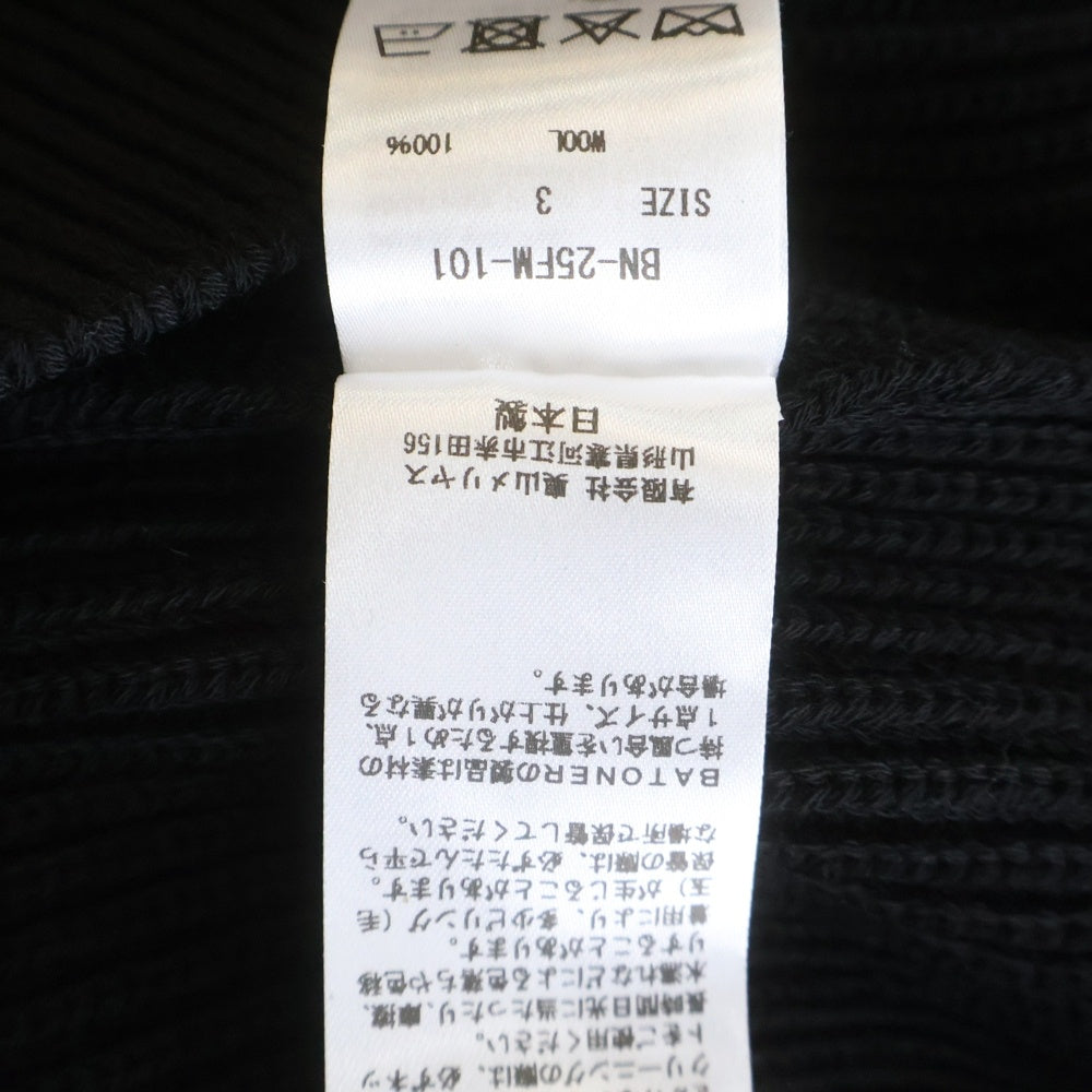 BATONER(バトナ―) 25AW DRIVERS KNIT ドライバーズニット カーディガン ブラック BN-25FM-101