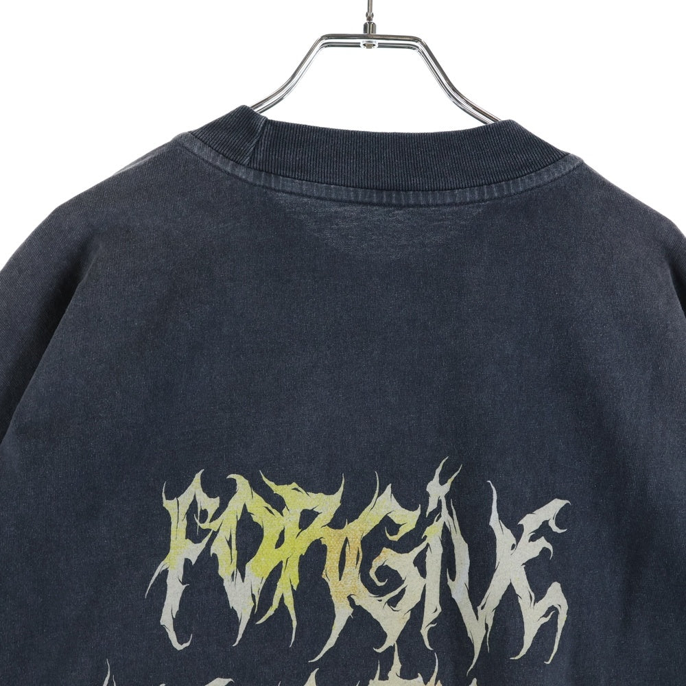 RIVINGTON roi Rebis(リヴィントンロイレビス) FORGIVE ME LS VINTAGE TEE フロントロゴプリント半袖カットソー 半袖Tシャツ ブラック FORG-LS05