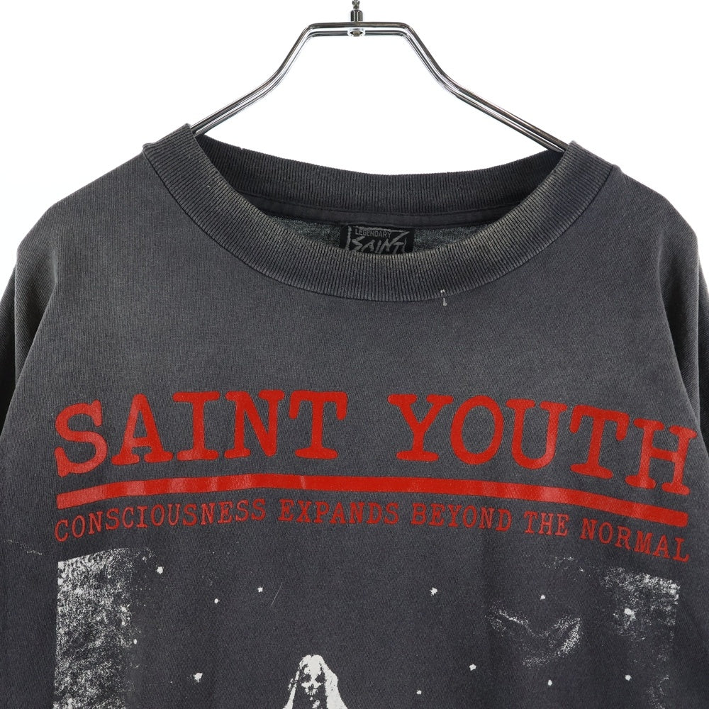 SAINT MICHAEL(セントマイケル) 25AW SAINT YOUTH L/S TEE セイント ユース クルーネック 長袖Tシャツ カットソー グレー SM-HR1--0000-032