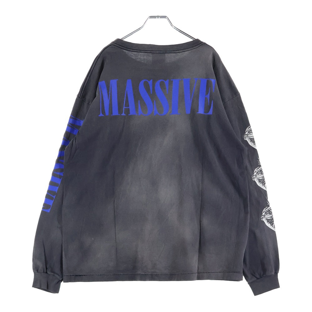 SAINT MICHAEL(セントマイケル) 23AW MASSIVE LS TEE マッシブ プリント クルーネック 長袖Tシャツ カットソー チャコール SM-A23-0000-011