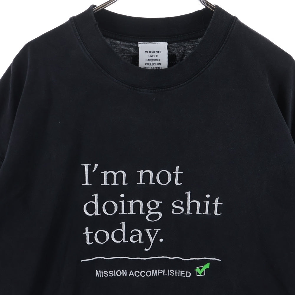 VETEMENTS(ヴェトモン) NOT DOING SHIRT ノットドゥーイングシャツ 半袖カットソー ブラック UE63TR320B