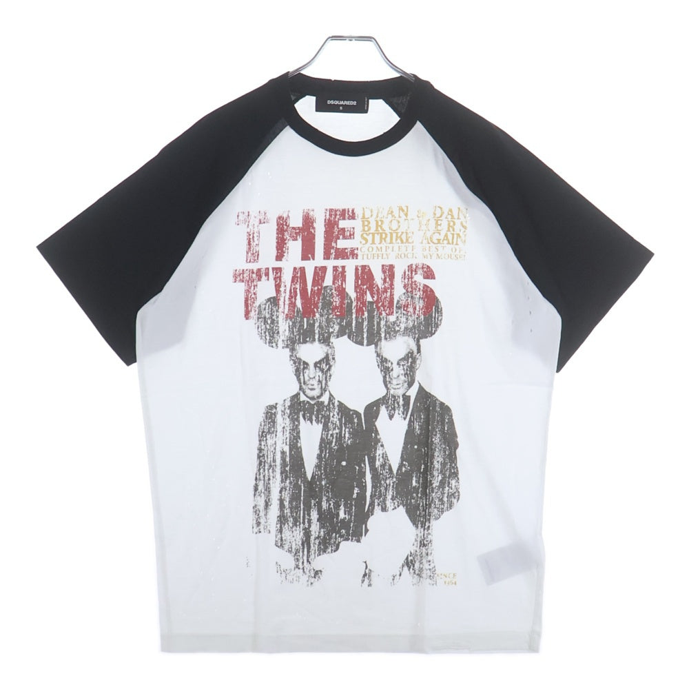 DSQUARED2(ディースクエアード) プリントロゴクルーネックTシャツ カットソー ホワイト/ブラック S72GD0026